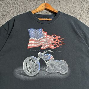Vintage Y2K Biker USA Flag Harley Motorcycle T-Shirt Men’s XL Choppers Freedom